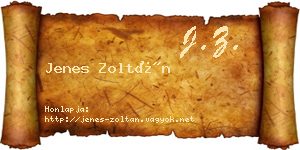 Jenes Zoltán névjegykártya